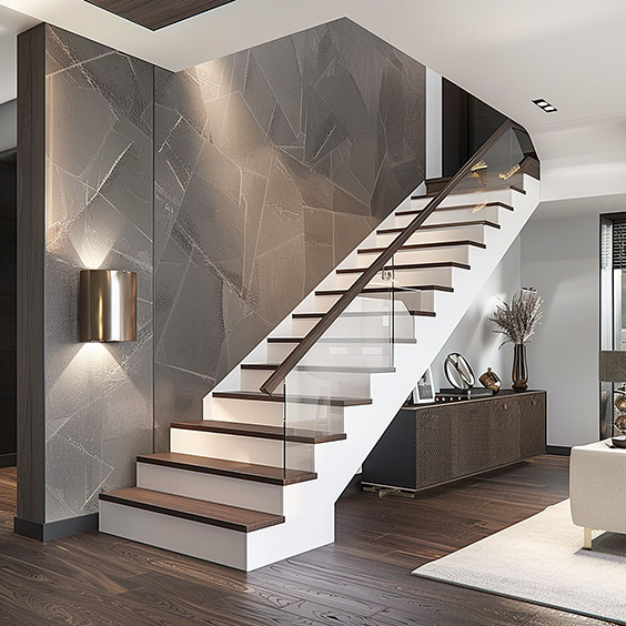 Hardwood stair treads and rail