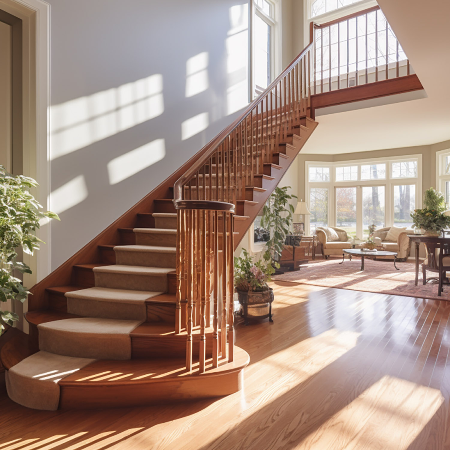 cherry stair tread in two story house