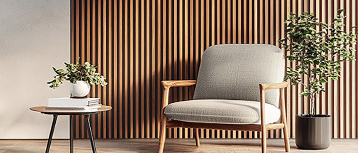 Wood slat feature wall